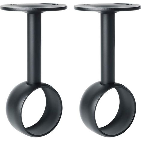 Serbia – Support tringle à rideaux en acier inoxydable noir mat – Diamètre 32 mm – Lot de 2 – Résistant à l'humidité pour armoire et balcon