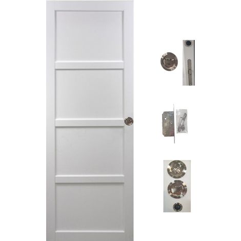 Porte Coulissante Tamera Blanc 4 Panneaux H204 X L83 + Serrure a Condamnation (1/4)