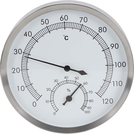 Hygromètre, 2 en 1 Acier Inoxydable Hammam Sauna Thermomètre Hygromètre Hygromètre Intérieur (1/5)