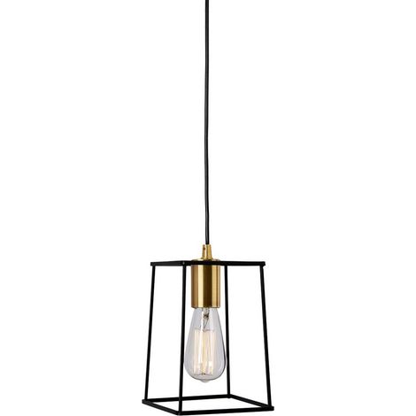 Italux Alanis - Suspension moderne noir mat, or 1 lumière avec abat-jour noir mat, E27