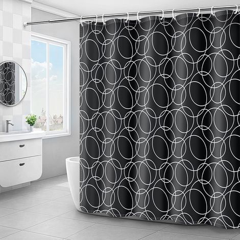 Rideau de Douche, Lavable,Rideaux de Douche en Tissu Impermeable,Lavable en Machine, en Polyester(Noir,180 x 180 cm) (1/5)