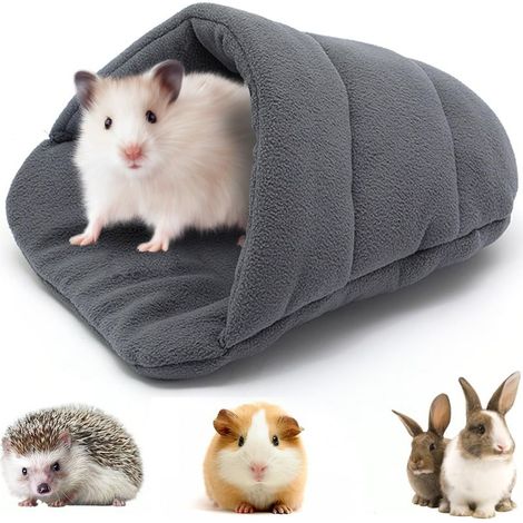 Lit de Cochon d'Inde Lit de Hamster Sac de Couchage Grotte Nid Coussin doux Chauds Maison de Cochon d'Inde Animal de Compagnie Hiver Literie Cage Accessoires pour Petit Animal Écureuil (Gris Foncé) (1/5)