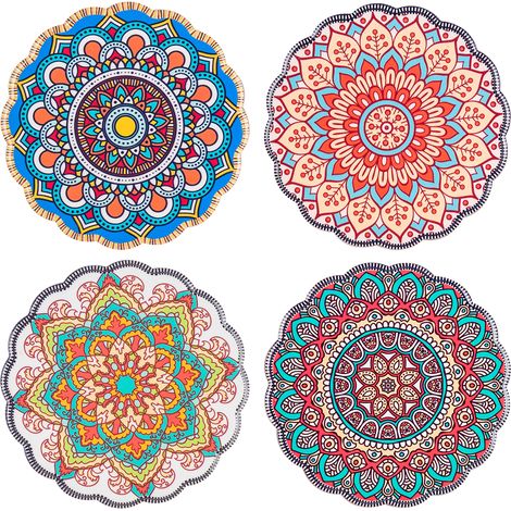 Signes Grimalt Mandala Sottobicchieri 4U - Set di 4 sottobicchieri rotondi in ceramica grigia