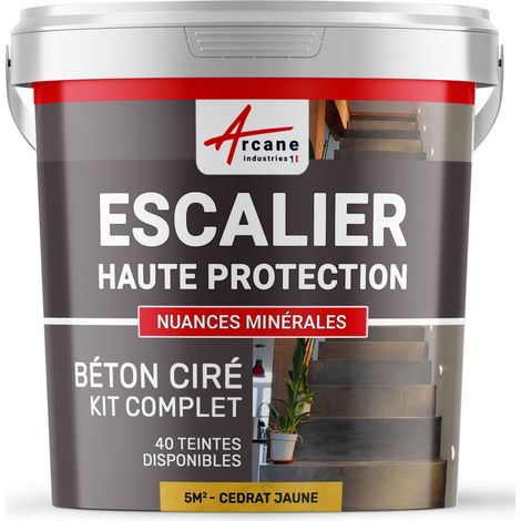 Béton ciré escalier, kit complet - 5 m² (en 2 couches) Cédrat Jaune - ARCANE INDUSTRIES