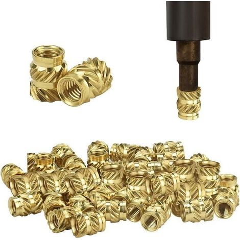 Lot de 50 écrous en laiton M3 – Filetage profond standard – Résistance à la corrosion et à l'oxydation – Pour thermoplastiques-Crezuo