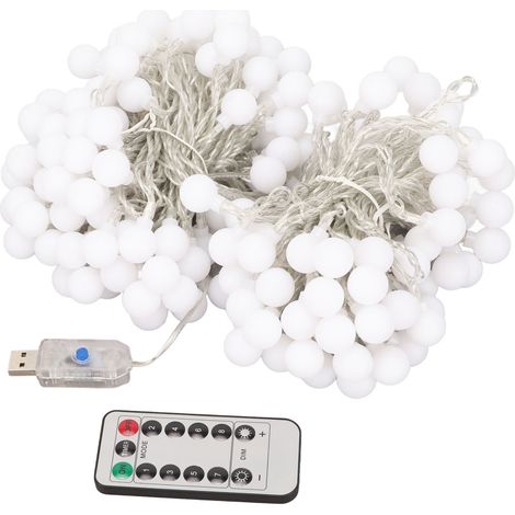 Guirlande Lumineuse LED USB 8 Modes Étanche 20m 200 LEDs pour Intérieur/Extérieur Blanc Chaud (1/5)