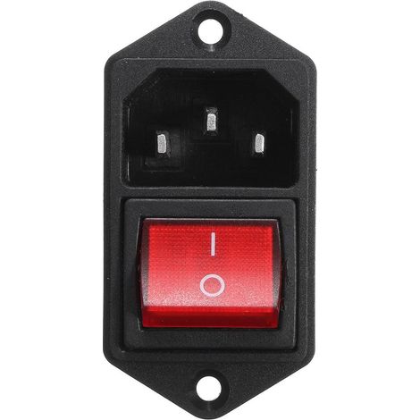 Rotes IEC320 C14 3-poliges 10A 250V Eingangsmodul mit Netzschalter (Stecker) (1/5)