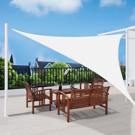 Voile d'ombrage triangulaire étanche 3x3x3m SolVision PS9, Blanc (1/5)
