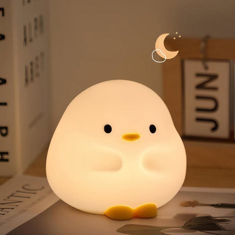 DuDu Veilleuse Canard, Lampe Canard Mignonne, Veilleuse Squishy en Silicone avec Minuterie de 30 Minutes, Lampe de Chevet Rechargea (1/5)