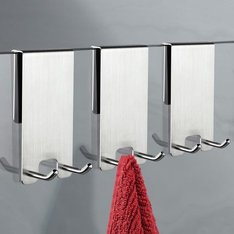3 Crochet Salle De Bain, Acier Inoxydable, Sans Perçage, Pour Verre 6-12mm, Douche (1/5)
