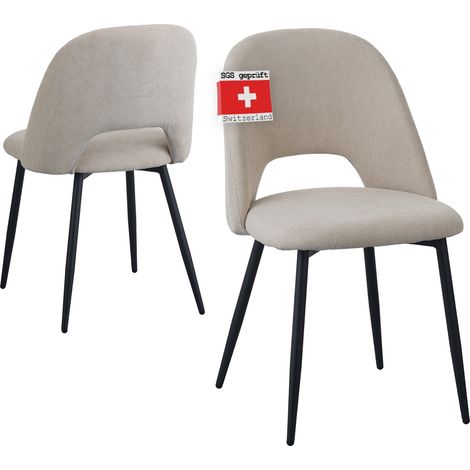 Albatros Esszimmerstühle mit Cord-Bezug 2er Set SILVI, Beige- Stilvolles Vintage Design, Cord-Bezug, SGS geprüfter Polsterstuhl - Moderner Küchenstuhl, Stuhl Esszimmer oder Esstisch Stuhl