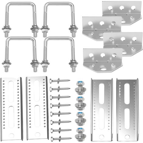 Lot de 4 supports galvanisés pour remorque de bateau, poutre transversale de 20,3 cm, 20,3 cm avec matériel pour traverse de remorque de bateau de 7,6 x 7,6 cm, 5,1 x 7,6 cm, 3,8 x 7,6 cm (1/5)