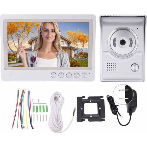 Interphone vidéo HD 9 pouces avec interface UI, système de porte caméra intelligente, accès par caméra, 110-240V prise US (1/5)