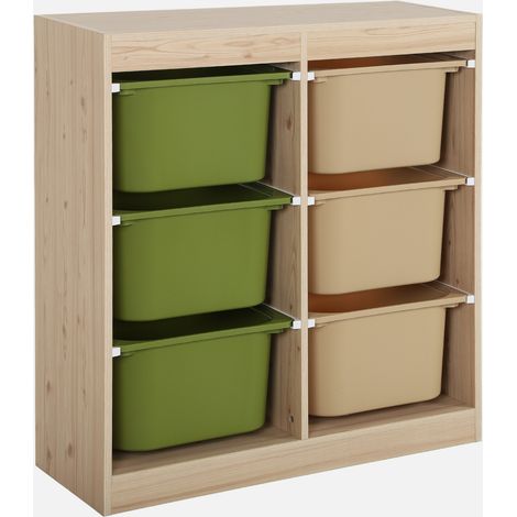 Mueble de almacenamiento infantil, 6 cajas coloridas (1/3)