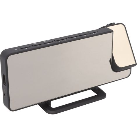 Radio-réveil numérique à projection avec grand miroir et affichage LED de la température et de l'humidité pour plafond de chambre (1/5)