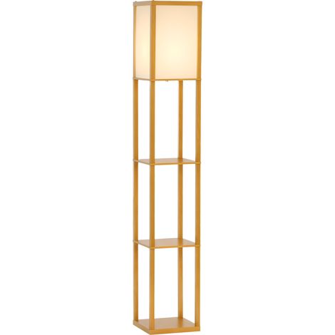 Modern 3-Tier Floor Lamp with Shelves and Storage, Stylish Corner Reading Light with Foot Switch for Living Room and Bedroom (1/5)