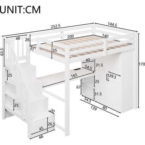 Couchtisch aus Holz in Weiß 252.5 x 144.5 x 170 cm HOMAIRE (1/5)