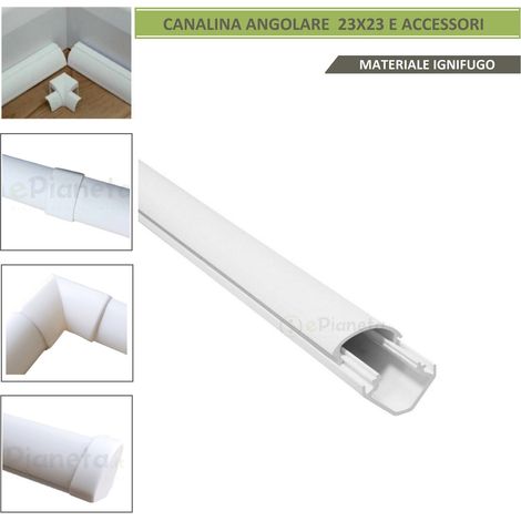 2m Canalina angolare 23x23 mm per cavo elettrico in plastica bianco passacavi coprifili a parete con copertura Canalina 2 metri