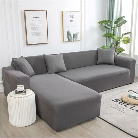 Housse de canapé d'angle en forme de L avec housse élastique pour canapé 1/2/3/4 places (Le canapé d'angle en L Doit en Acheter Deux) (Color : A, Size : 2 places(145-185cm)) (1/4)