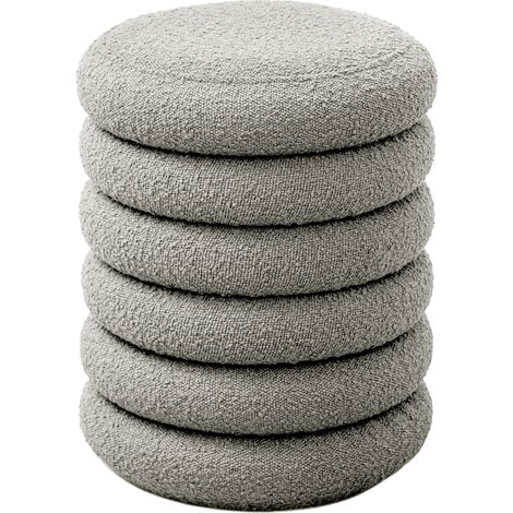 SVITA BLOSSOM XS Hocker mit Stauraum Sitzhocker Ottomane Boucle-Polster Hellgrau