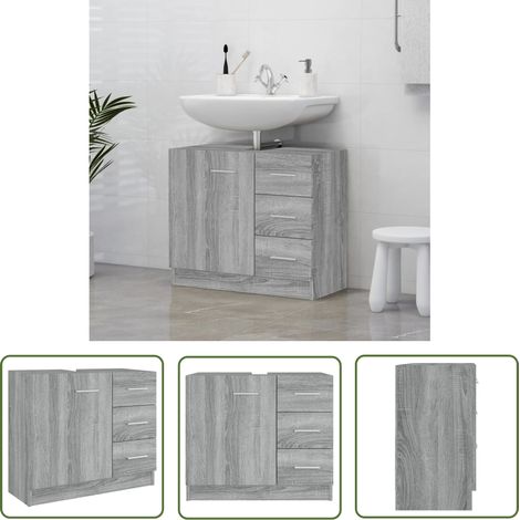 Furniture Limited - Armoire de lavabo Sonoma gris 63x30x54 cm Boi (1/5)