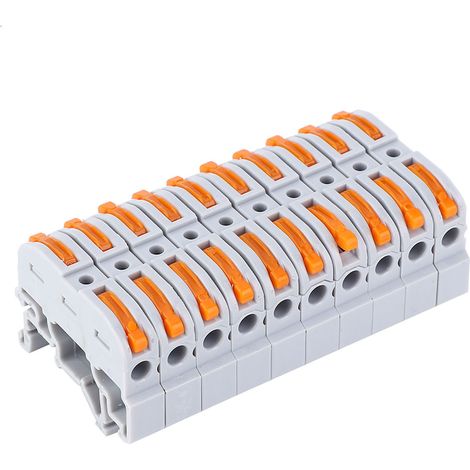 10 connecteurs de fil sur rail PCT-211, bornier à pression rapide 0,2-4 mm (gris clair) (1/5)