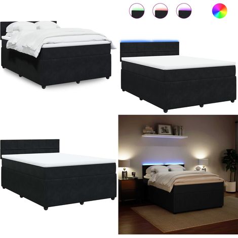 vidaXL Boxspringbett mit Matratze Schwarz 140x200 cm Samt (1/5)