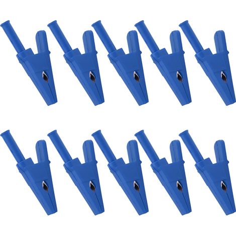 Lot de 10 Pinces de Test 20mm Ouverture Bonne Conductivité Sécurité avec Douille 4mm pour Circuit Électrique Bleu (1/5)