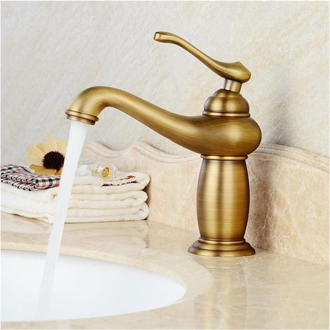Antiker Einhebelmischer mit Wunderlampe, blau-weißes Porzellan, warm und kalt, komplett aus Kupfer, Waschbecken, Badezimmer, Badewanne, Retro-Wasserhahn (1/4)