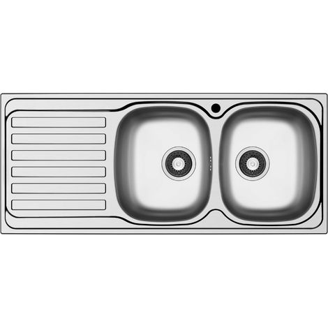 Lavello da incasso monostampo 2 vasche e gocciolatoio sinistro inox Adriatico116