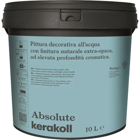 Pittura decorativa all’acqua finitura extra-opaca absolute bianco 10 lt