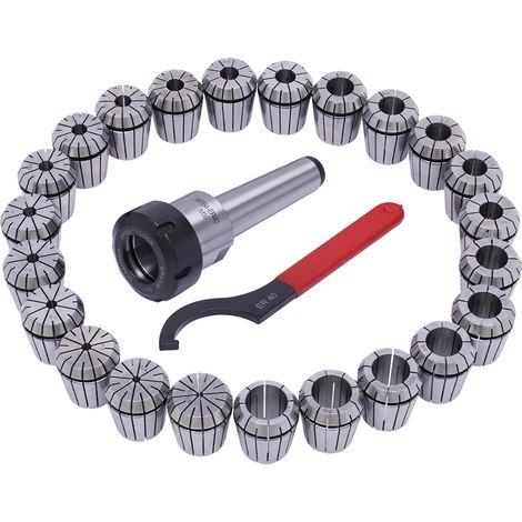Juego de 23 piezas de portapinzas, compatible con máquinas CNC, color plata. (1/2)