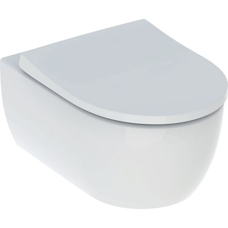 Pack inodoro suspendido Geberit iCon 53cm, asiento de inodoro aerodinámico, sin bordes, desmontable y a cámara lenta, blanco (1/5)
