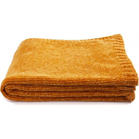 CENTRALE BRICO Plaid Chenille, orange l.130 x L.170 cm