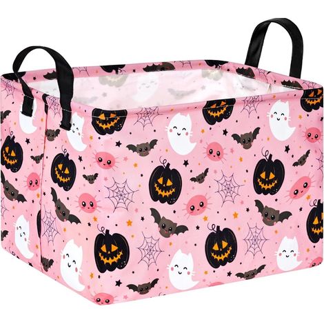 Panier de rangement fantôme d'Halloween, panier à linge pliable avec poignées, coffre à jouets pour chambre d'enfant, décoration intérieure 4-35x25x25cm (1/5)