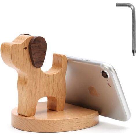 Universal Wooden Phone Holder, Decorative Dog Model for Desk (1/5)