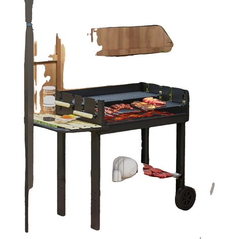 Gril à Barbecue, Design Portable, Hauteurs de Grillade Ajustables, noir (1/5)