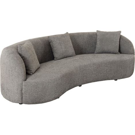 Canapé droit SOREN gris foncé – Canapé design en tissu bouclette avec forme arrondie