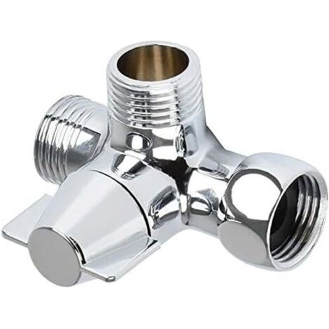 CSPARKV Valve 3 Voies En Laiton Massif, Inverseur à 3 Voies Commutateur Vanne Vanne DéRivation Douche à 3 Voies, Vanne D'Adaptateur En T G1 / 2", Pour Douche, Douchette Et Bras De Douche Inverseur (1/3)