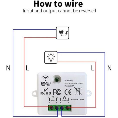 Lot de 3 interrupteurs d'éclairage sans fil RF433 – Émetteur et récepteur 10A 240V – Installation rapide sans câblage (1/5)