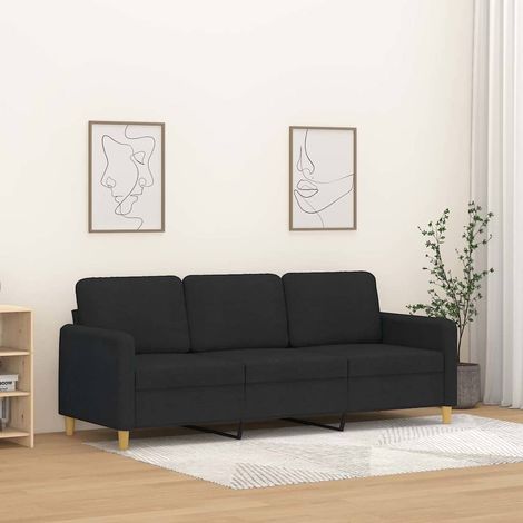 3-Sitzer-Sofa Schwarz 180 cm Stoff