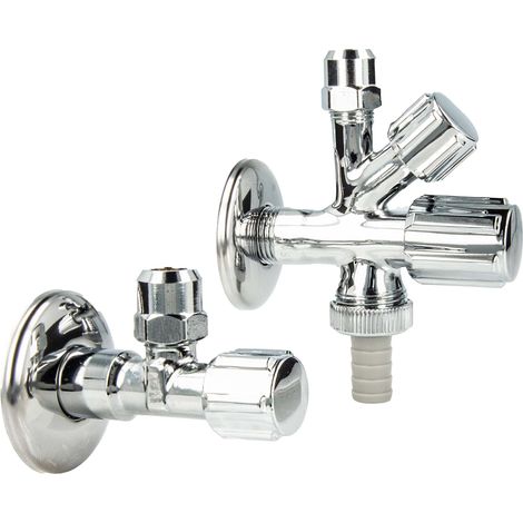 tecuro Kombi-Set, Eckventil & WAS-Ventil 1/2 Zoll (nicht selbstdichtend) mit Formgriff