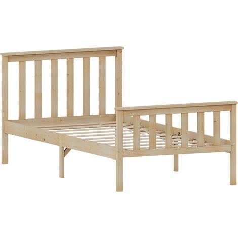 Milan Single Wooden Bed, High Foot, Pine & Gel Memory Foam Pocket Spring Mattress, Single (1/5)