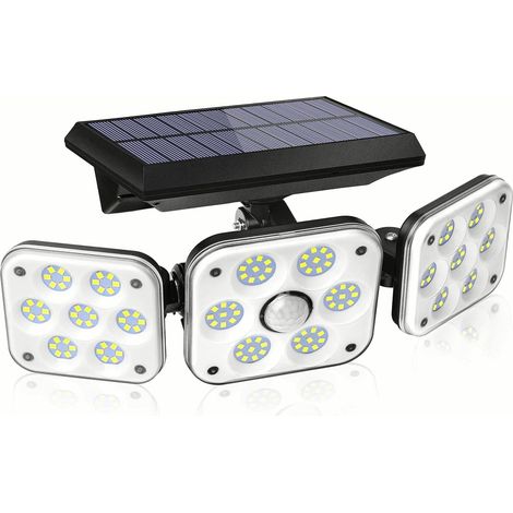 Lampe solaire extérieure à 138 LED, détecteur de mouvement, éclairage de sécurité grand angle 270°, 3 modes d'éclairage, étanche IP65.-AquaForge