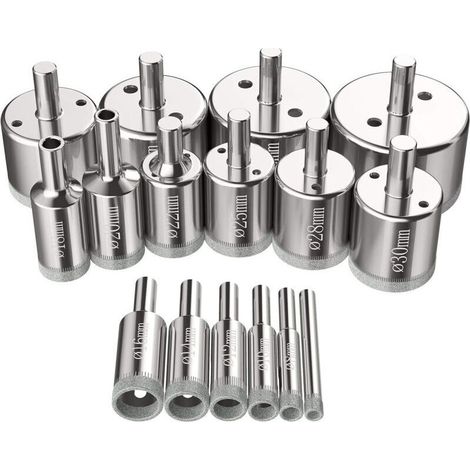 Seghe a tazza, 16 pezzi, punte diamantate, sega a tazza, 6–50 mm, utensili per forare il vetro, set di seghe a tazza per acciaio al carbonio, punte per vetro, ceramica, porcellana, piastrelle, marmo -