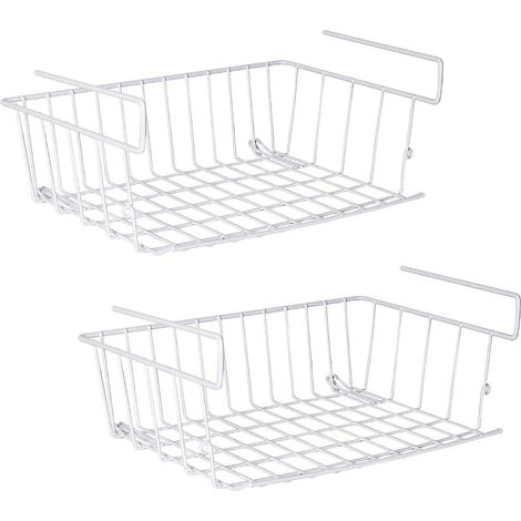 Panier de rangement suspendu en fil métallique à double crochet pour placard de cuisine et garde-manger - (1/4)