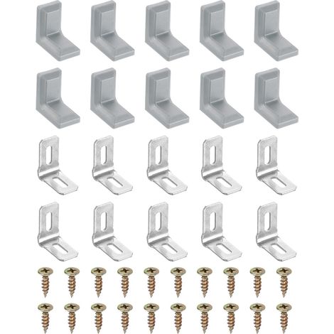 20 Pcs Équerres Métalliques D'angle Supports D'étagère Gris (1/5)