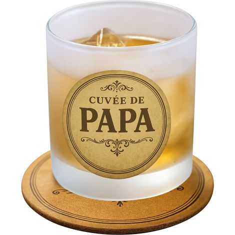 Verre avec sous-verre cuvée de papa (1/4)