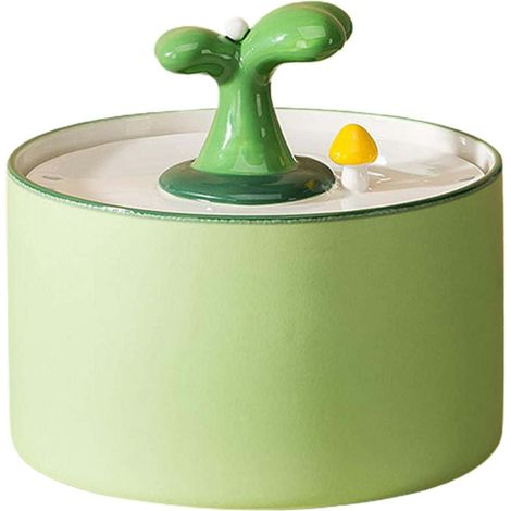 Fontaine à eau en céramique pour chats, silencieuse, automatique et à circulation, verte, portable.-AquaForge (1/2)