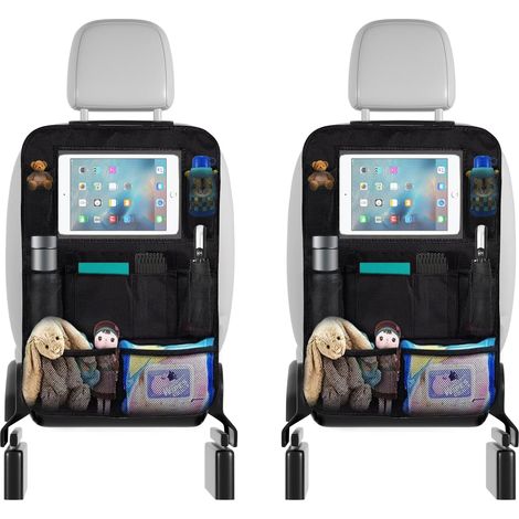 Kinder-Auto-Organizer, 2 Stück Kinder-Auto-Rückenlehnenschutz mit 10-Zoll-iPad-Tasche, 10 Taschen Autositzschutz